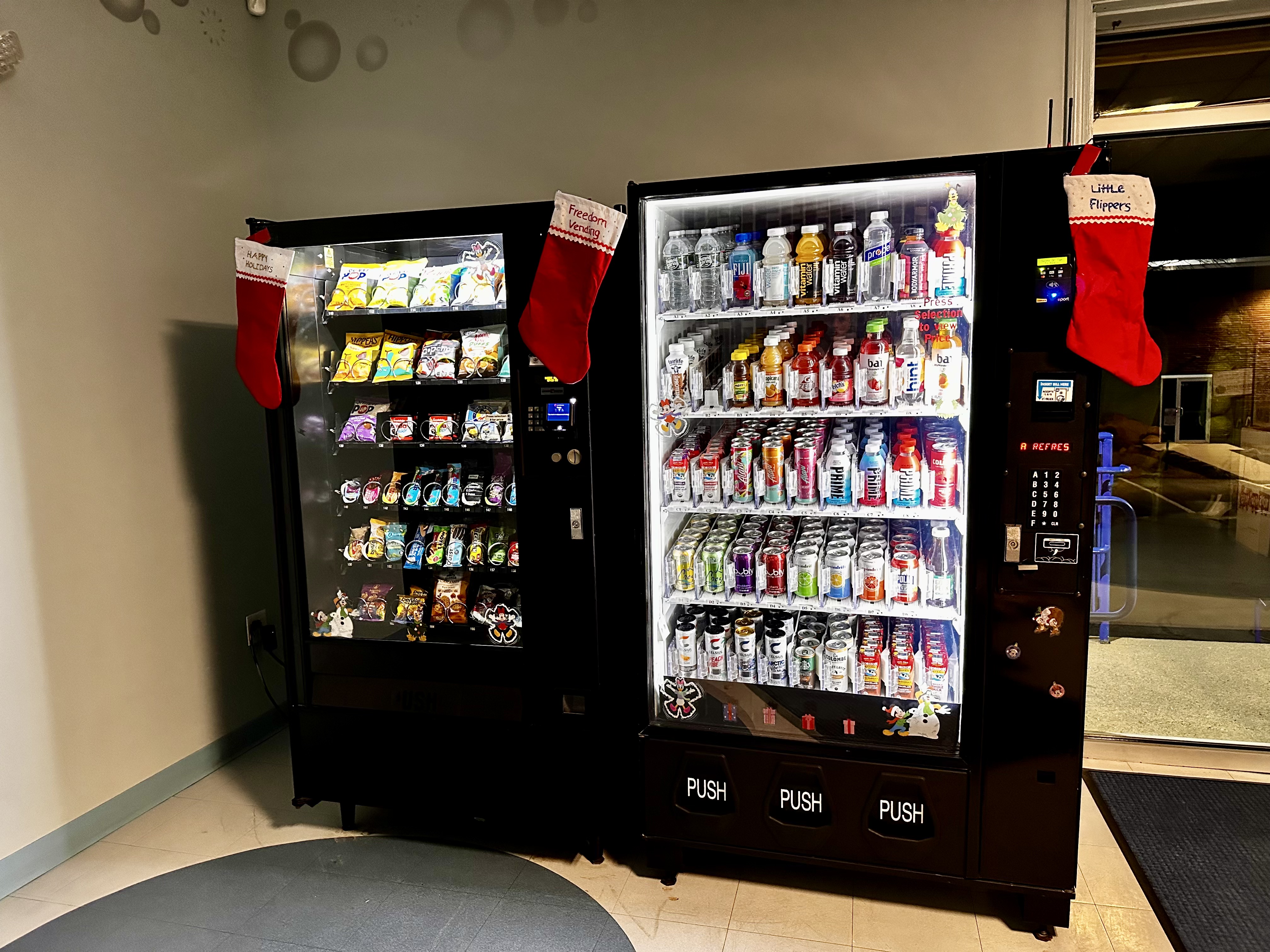 Example of a stocked smart cooler with hydration, energy, and protein options